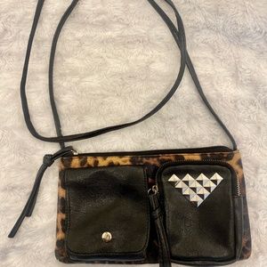 Madden Girl Leopard and Black Crossbody Bag